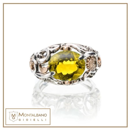 Anello Polvere di Stelle cupola pietra giallo | Gioielli De Nobili